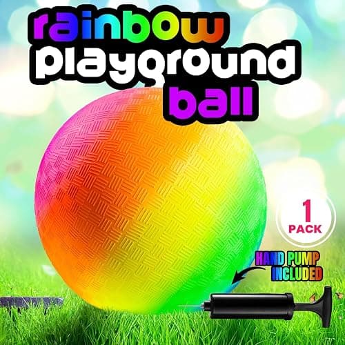 PlayBolt Rainbow Playground Ball - 8.5Inch (Pack of 1) Rubber Bouncy Inflatable Balls for Kids and Adults, Indoor and Outdoor Games, Kickball, Dodgeball, Four Square, and More thumbnail 5