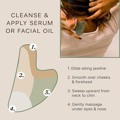 Jade Gua Sha - Smoothes Fine Lines & Wrinkles, Stocking Stuffers for Women, Face Sculpting Tool for Face Massage, Jaw Massager, Facial Massage Tools, Small Gifts for for Women and Teenage Girls thumbnail 6