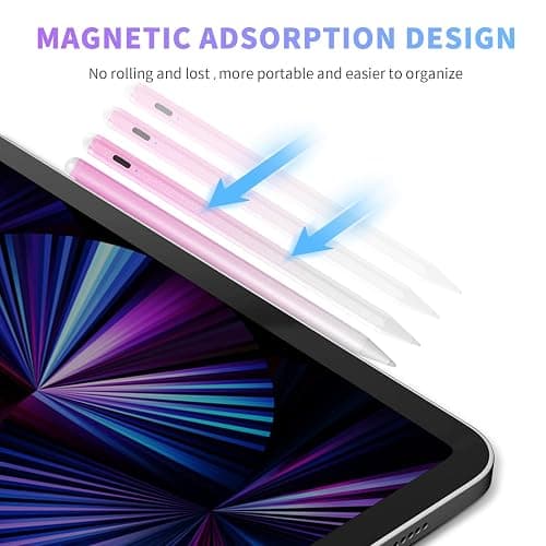 Stylus Pen for iPad 6th-11th Generation-2X Fast Charge Active Pencil Compatible with 2018-2025 Apple iPad Pro 11"/12.9"/M4, iPad Air 3/4/5/M2/M3,iPad mini 5/6 Gen-Gradient White Pink thumbnail 7