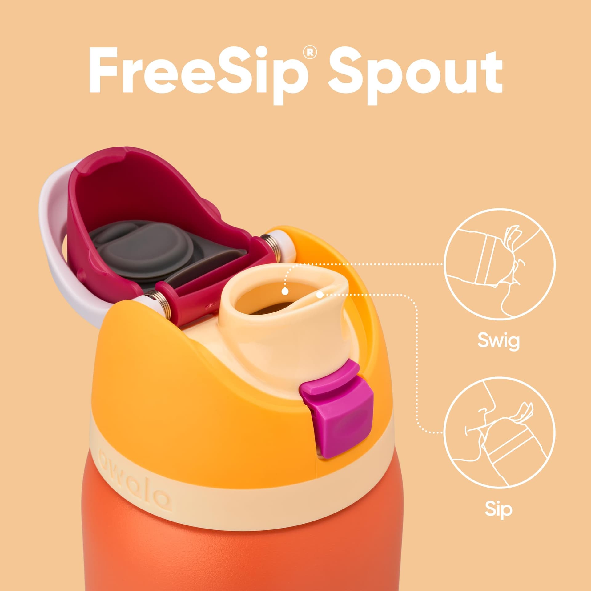Owala FreeSip Insulated Stainless Steel Water Bottle with Straw for Sports, Travel, and School BPA-Free Sports Water Bottle, 24 oz, Citrus Crush thumbnail 2
