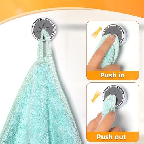 Alyvisun 4 Pièces Porte Torchon Autocollant, Accroche Torchon Cuisine Sans Percage, Ronds Accroche Serviette Salle de Bain en ABS, Crochet Adhesif Mural pour Torchon thumbnail 3