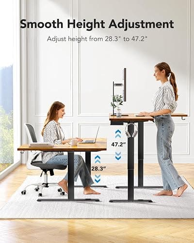 HUANUO Dual Motor 71x48 inch L Shaped Electric Standing Desk with 3 Preset Heights, Electric Height Adjustable Computer Table, 2 Hooks & Cable Tray, Raising Desk for Home Office, Vintage Brown thumbnail 7