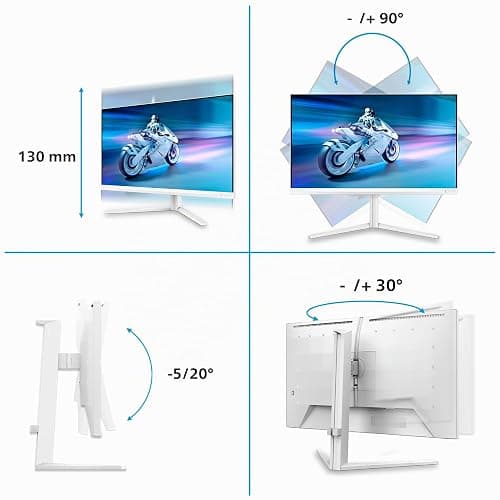 PHILIPS Evnia Gaming Moniteur 27M2N6501L 27 Pouce 240Hz QD-OLED Dalle, 0.03ms GtG, HDR10, G-Sync Compatible, Ajustable en Hauteur, USB Hub(2560x1440 HDMI 2X 2.1 DP 1x 1.4) Blanc thumbnail 7