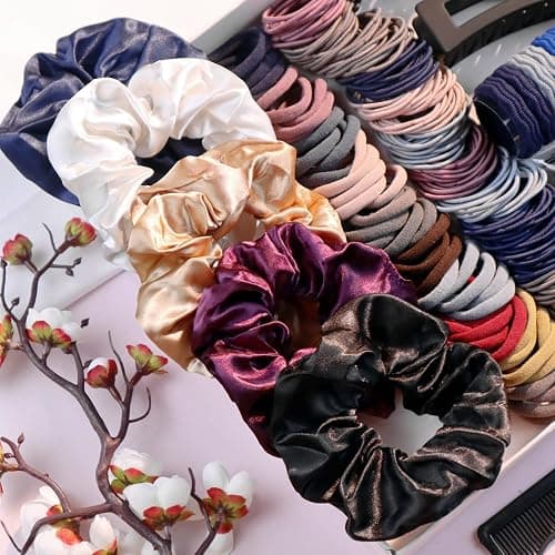 Hair Accessories Set for Women, Ponytail Holders, Hair Scrunchies, Hairbands, Scrunchy Hair Ties, Multicolour Colors and Styles (1149PCS(Dark color) thumbnail 3