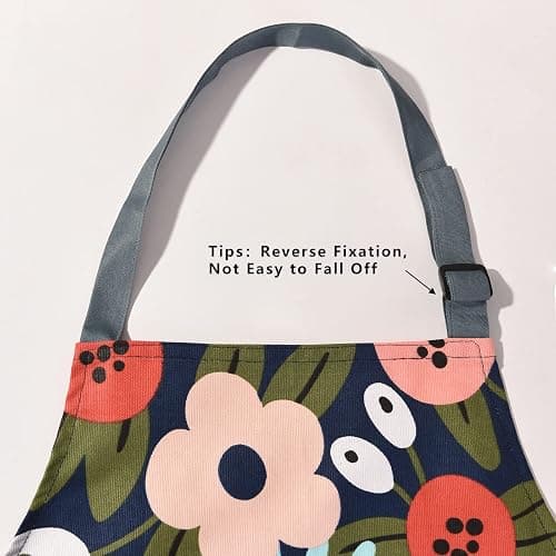 ARBINSON 2 Pack Floral Apron for Women with Pockets, Adjustable Cotton Chef Aprons for Kitchen, Cooking, BBQ & Grill thumbnail 5