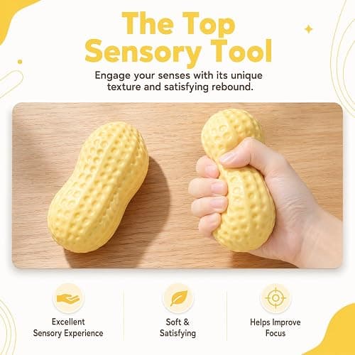 2 Pcs Peanut Squishy Fidget Toys,Squeezy Squishy Peanut for Adults Kids,Cute Sensory Stretchy Squeeze Toys Anxiety Relief Focus Stress Relief Ball Squishy Toys for Office Home Work Study Relaxation thumbnail 4