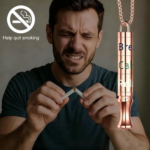 Fidget Necklace with Spinning Calm, Breathe, Relax Charms - Sensory Anxiety Relief & Deep Breathing Aid Stainless Steel Necklaces for Women Men thumbnail 2