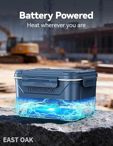 EAST OAK Heated Lunch Box for Men, Electric Lunch Box for Adults, 5.5 Cups Cordless Portable Food Warmer, Rechargeable Self Heating Food Heater with Memory Function, Automatic Keep Warm(Classic Blue) thumbnail 3