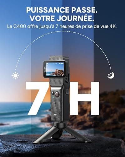 SJCAM C400 Camera Vlog Bundle (64G)-Caméra d'action 4K avec 7H d'Autonomie Exceptionnelle,Écran Tactile Rotatif 2.29",Imperméable,Stabilisation 6 Axes,pour Youtube,Vlog,Voyages,Activités,Noir thumbnail 8