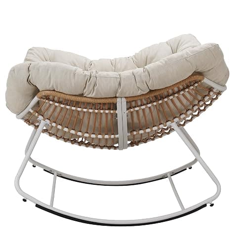 ZJEYEJZ Outdoor Rocking Chair, Oversized Rattan Papasan Rocking Chair, Patio Wicker Egg Chair with Padded Cushion, Rocker Egg Chair for Living Room, Patio, Front Porch, Backyard thumbnail 9