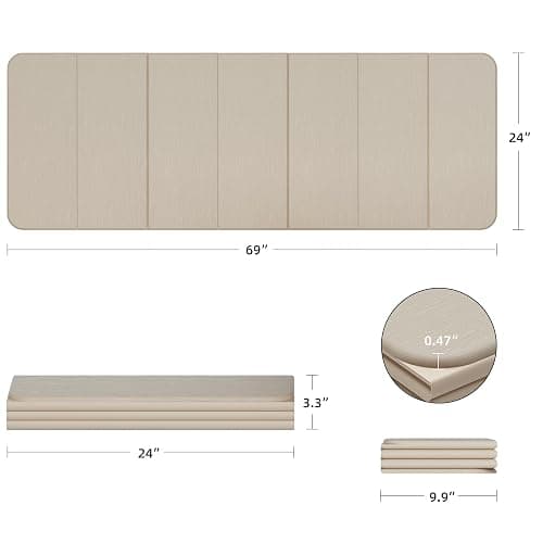 1/2 Inch Extra Thick Yoga Mat Pilates Equipment, 69"x24" Odorless Workout Mats for Home Gym, Non-slip Exercise Mats for Women Men Home Workout, Foldable Yoga Mats for Travel Camping Sleeping thumbnail 2