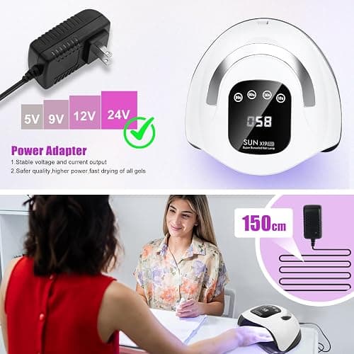 Wisdompark 320W UV LED Nail Lamp, Nail Dryer for Gel Polish with 72Pcs Lamp Beads and Automatic Sensor/4 Timer Setting Professional Nail Art Tools thumbnail 5