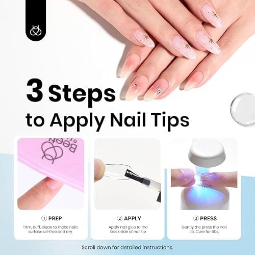 beetles Gel Polish 9 In 1 Gel Nail Glue for Clear Acrylic Nail Tips 2 Pcs 15ml Long Lasting Nail Gel Kit for False Nails Tips, Base Blooming Nail Gel, Christmas Nail Art, U V Light Required thumbnail 5