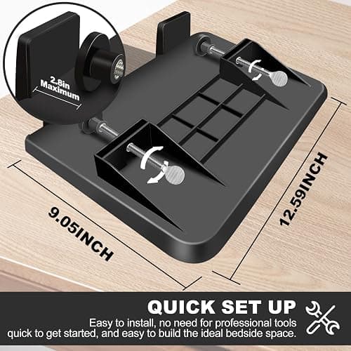 FABIEN SIEFFERT,Bedside Shelf for Bunk & Loft Beds,College Dorm Room and Kids Room Essentials,Bed Side Table Tray Organizer,Clip On Nightstand,Black thumbnail 2