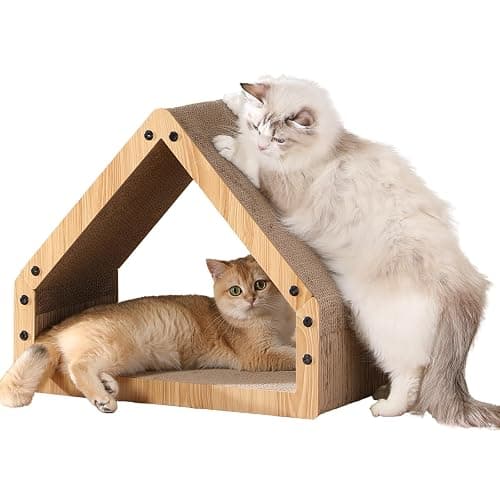 FUKUMARU Cat Scratcher House, Cozy Cardboard Design, Safe and Secure for Kittens, Eco-Friendly, 16.14 in Bevelled Surface, Maximum Load Capacity 22 Lbs - Image 1