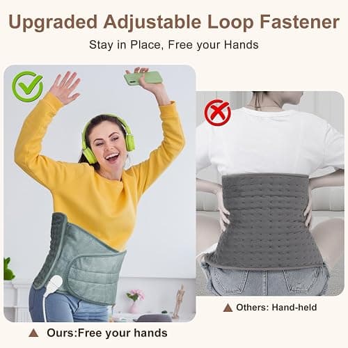 IGXHAVIZ Heating Pad for Back Pain Relief, Electric Heating Pad for Period Cramps Neck Shoulders with Belt, 4 Timer 6 Heat Setting & Auto Shut Off, 12"x24"+20" Large Moist Heat Pad for Mom,Dad thumbnail 2