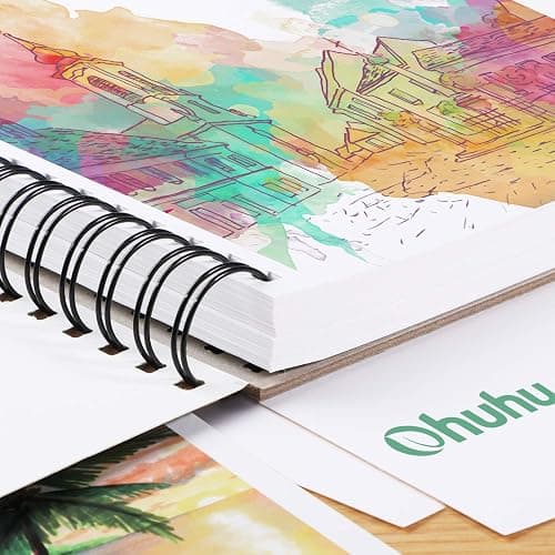 Ohuhu Marker Pads Art Sketchbook, 7.6 ×10 Large Paper Size, 120LB/200GSM Heavy Smooth Drawing Papers, 60 Sheets/120 Pages, Spiral Bound Sketch Book, Specially Designed for Alcohol Markers, Colored Pencils, Acrylic Markers thumbnail 6