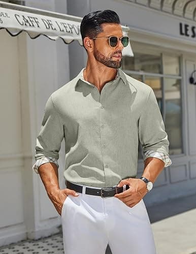 COOFANDY Men's Long Sleeve Button Down Shirts Casual Untucked Shirt Regular Fit Dress Shirt thumbnail 7
