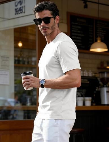 EKLENTSON Men's Cotton Crewneck T-Shirts Short Sleeve Plain Tee Moisture Wicking Casual Tshirts Solid Color thumbnail 2