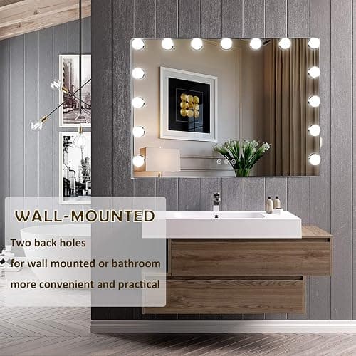 KOTTOVA Vanity Mirror with Lights,23" x 18.1" Large Hollywood Lighted Makeup Mirror with 15 LED,3 Colors Modes, with Detachable 10X Spot Mirror,Smart Touch Control,Plug in(Tabletop & Wall-Mounted) thumbnail 6
