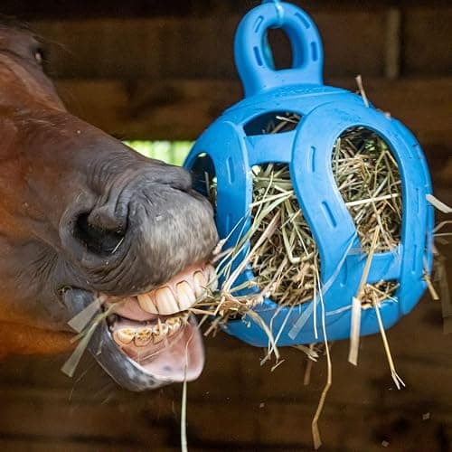 Horsemen's Pride Jolly Hay Ball Stall Toy for Horses, Blue, 8" thumbnail 3