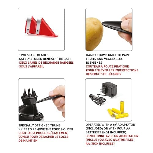 Starfrit Rotato Express Electric Peeler - 2 Spare Blades - Safe & Easy to Use - Effortlessly Peels Vegetables and Fruit thumbnail 7