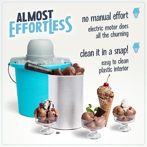 Nostalgia Electric Ice Cream Maker - Old Fashioned Soft Serve Ice Cream Machine Makes Frozen Yogurt or Gelato in Minutes - Fun Kitchen Appliance - Blue - 4 Quart thumbnail 5