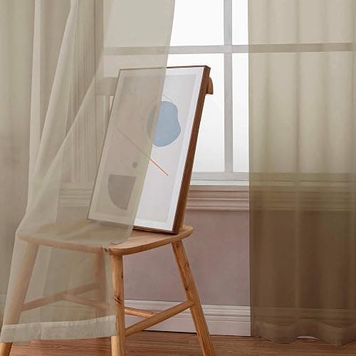 Chyhomenyc Taupe Sheer Curtains 84 Inches Long 2 Panels Set- Light Filtering Curtains for Bedroom, Soft Airy Voile Rod Pocket Living Room Window Drapes, 42Wx84L Inches, 2 PCS thumbnail 7