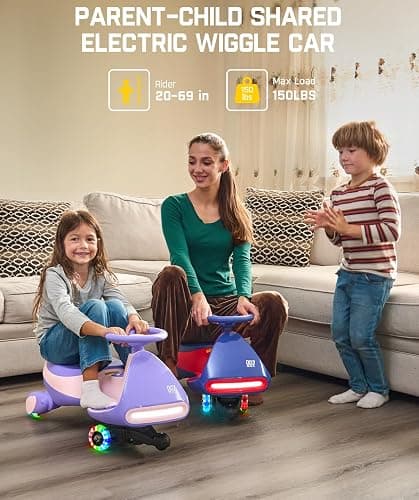 FanttikRide N7 Pro Electric Wiggle Car, Flashing Wheels, for Ages 3+, Blue | Max 4 Mph, Anti-Rollover, Kids Car with Bluetooth, Ride on Car with 150 Lbs, Easy Assembly, Indoor / Outdoor, CyberWiggle thumbnail 5