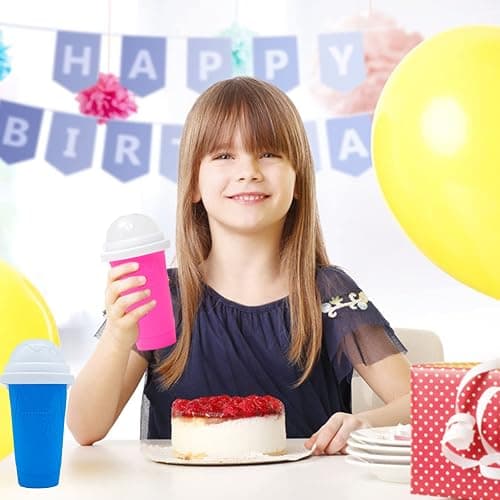 Hoinvaet Magic Slushy Maker Squeeze Cup Slushie Maker, Homemade Milk Shake Maker Cooling Cup Squee DIY Birthday Gifts for Kid (Pink) thumbnail 2