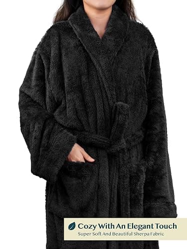 PAVILIA Premium Womens Plush Soft Robe Fluffy, Warm, Fleece Sherpa Shaggy Bathrobe thumbnail 3