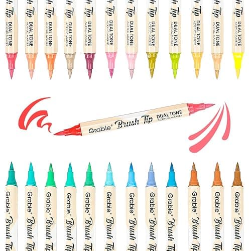 Grabie 72 Colors Paint Markers, Dual-Color Acrylic Pens with 36 Brush Tips, Double Tipped for Rocks & Art Supplies - 36 Colors Dual Tip Acrylic Markers thumbnail 4