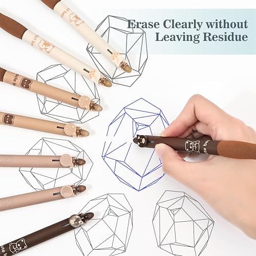 BAYTORY 8Pcs Cute Retractable Erasable Gel Pens, Blue and Black Ink Pen with Eraser Clear, Smooth Writing Comfortable to Use for Note Taking Marking Planner Crossword Puzzles (Coffee) thumbnail 5