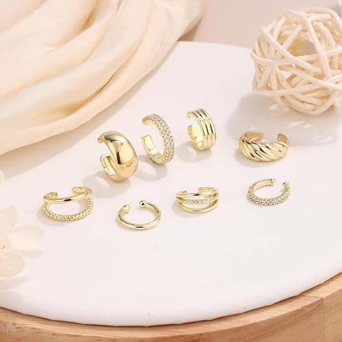WAINIS 16PCS Ear Cuff Earrings for Women Non Piercing Ear Cuffs Clip On Cartilage Earrings Lightweight Fake Earrings Set thumbnail 6