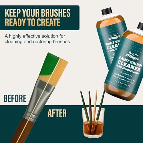 Bristle Magic Oil Paint Brush Cleaner and Restorer - Paintbrush Cleaner for Acrylic, Oil, and Glass Paints-Biodegradable, Non-Toxic, Odorless, Eco-Friendly, Quick-Clean Formula Paint Remover (8 Fl Oz) thumbnail 5