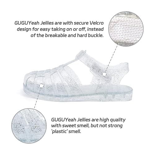 GUGUYeah Jelly Sandals for Girls,Closed Toe Summer Dress Water Shoes Fisherman Gladiator Beach Flat Sandals for Toddler/Little Kid/Big Kid | Princess Costume, Dress Shoes, Summer, Beach, Water, Flat Sandals thumbnail 4