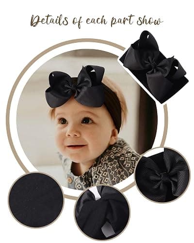 doboi 20pcs Baby Girls Bows Headbands Nylon Hairbands Ribbon Bow Elastic Hair Accessories for Newborns Infants Toddlers and Kids thumbnail 4