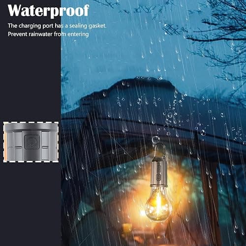 [4 Pack Warm Light ] Solar Camping Lights LED Bulb Portable Lanterns USB Rechargeable Hanging Tent Lights for Camping, Backyard Parties, Power Outages, and Emergency Use thumbnail 6
