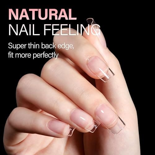 AILLSA Short Square Nail Tips Full Cover Clear Gelly Tips Half Matte Acrylic Tips Pre-Filed Fake Press on Nail Tips for Extension Home DIY Salon Manicure 216PCS 12 Sizes thumbnail 3