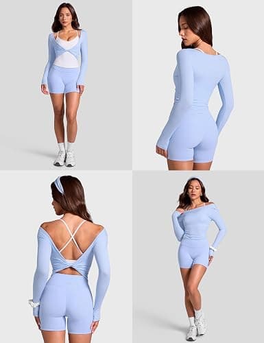 INGIA Ballet Long Sleeve Knot Top Twist Front | Cropped, Activewear, Pilates, Ribbed Shirt, Yoga, Gym Top, for Women thumbnail 5