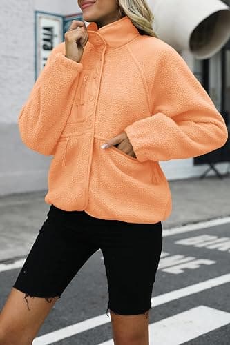 Nirovien Womens Fuzzy Fleece Jacket Button Down Sherpa Coats Casual Winter Warm Outwear with Pockets thumbnail 2