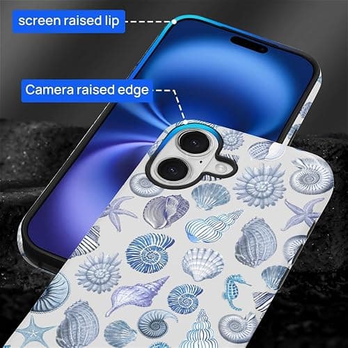Kapadiy Case for iPhone 17 Case,Summer Beachy Seashell Design Hybrid Dual Protection Silicone Hard PC Shockproof Full Body Cover Slim Anti Scratch Protective Case for Men Women thumbnail 6