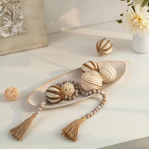 Hanobe Leaf Wooden Decorative Tray: Leaf Shaped Wood Key Tray Decor Plate Bowl for Crystal Candle - Image 1