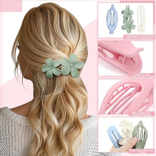 10 Pcs Flat Hair Clips for Women, 3 Styles French Flat Claw Clips Non-slip Matte Hair Clips for Thin Thick Hair, Multicolor thumbnail 7