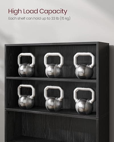 VASAGLE Custos Collection - Bookshelf, 5-Tier Bookcase, Book Shelf, Open Storage Shelf, 9.4 x 30 x 52.8 Inches, for Living Room, Home Office, Dinning Room, Ebony Black ULBC175T56 thumbnail 9