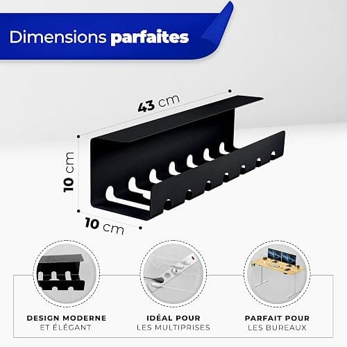 HOMEPROTEK Chemin de Cable Management Bureau pour Une Gestion de câbles ordonnée - Goulotte Passe Cable Bureau Durable - Kit Câble Management Haute Qualité avec Installation Facile (x2 Noir) thumbnail 7