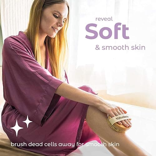 MainBasics Dry Brushing Body Brush for Lymphatic Drainage, Dry Skin, Cellulite, Blood Circulation with Exfoliating Natural Bristles and Massage Nodes for Flawless Skin thumbnail 8
