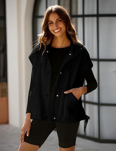 OPCAKM Women's Fuzzy Fleece Vest Oversized Sleeveless Sherpa Jacket Warm Button Down Gilet Outerwear with Pockets thumbnail 2