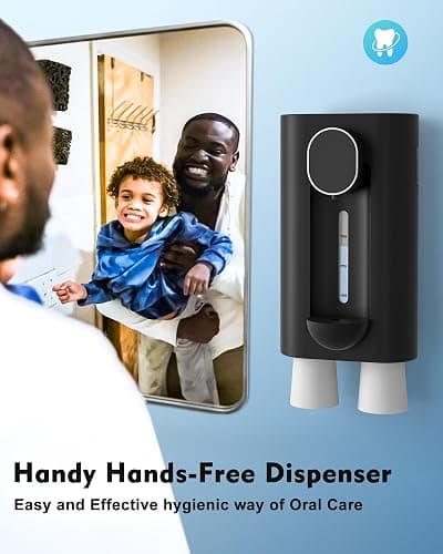 Hoofun Automatic Mouthwash Dispenser for Bathroom,18.26Oz Wall Mounted with Magnetic Cups, 3 Dispensing Level, Smart Mouthwash Dispenser for Kids Adult, Bathroom Accessories Black thumbnail 4