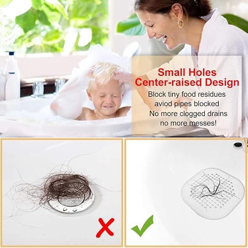 Bovinde Hair Drain Catcher,Square Cover for Shower 2 Pack (Sliver Grey) | Drainer Cover Silicone Hair Stopper with Suction Cups,Protector Accessories,Easy to Install Suit for Bathroom,Bathtub,Sink thumbnail 4